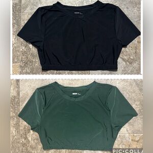 Smoothez By Aerie Women's Black and Green Crop Tops